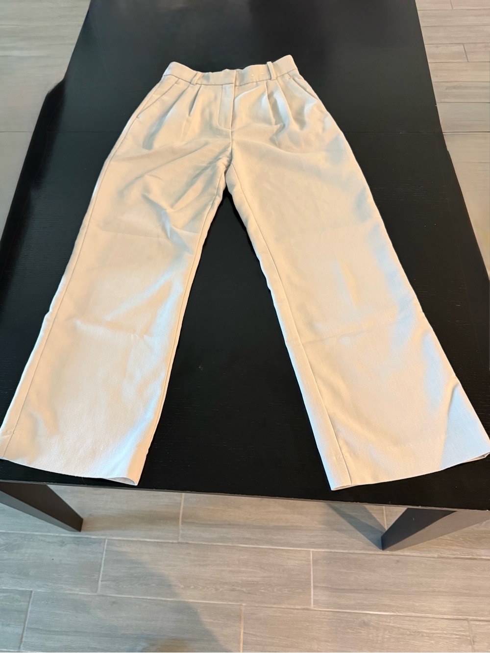 Abercrombie & Fitch Cream Wide-Leg Chinos